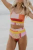 Floral Colorblock Cut Out Zipper Back Crop High Waisted Bikini Set sold by Floralkini