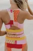 Floral Colorblock Cut Out Zipper Back Crop High Waisted Bikini Set sold by Floralkini