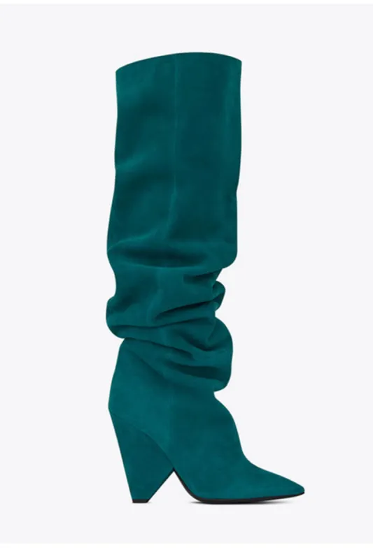 Faux Suede Slouch Pointed Toe Knee High Boots sold by Floralkini