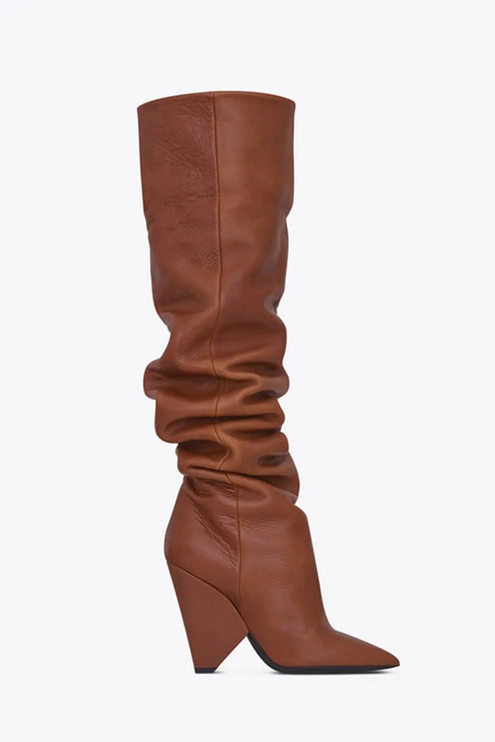 Faux Leather Slouch Pointed Toe Knee High Boots sold by Floralkini product image thumbnail 4