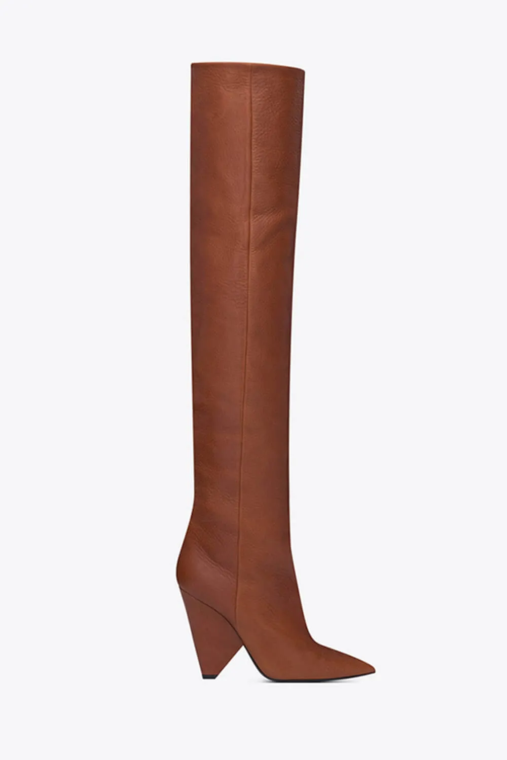Faux Leather Slouch Pointed Toe Knee High Boots sold by Floralkini