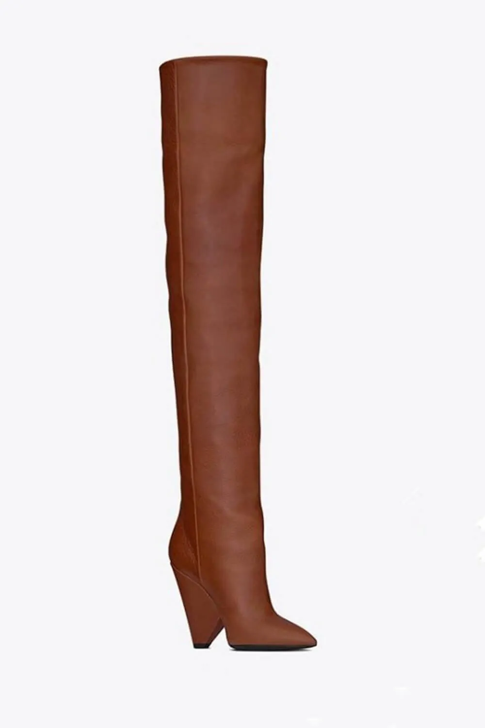 Faux Leather Slouch Pointed Toe Knee High Boots sold by Floralkini product image thumbnail 5
