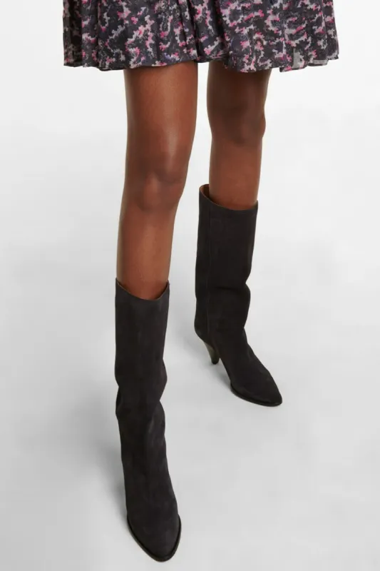Pointed-Toe Faux Suede Cone Heel Knee High Boots sold by Floralkini