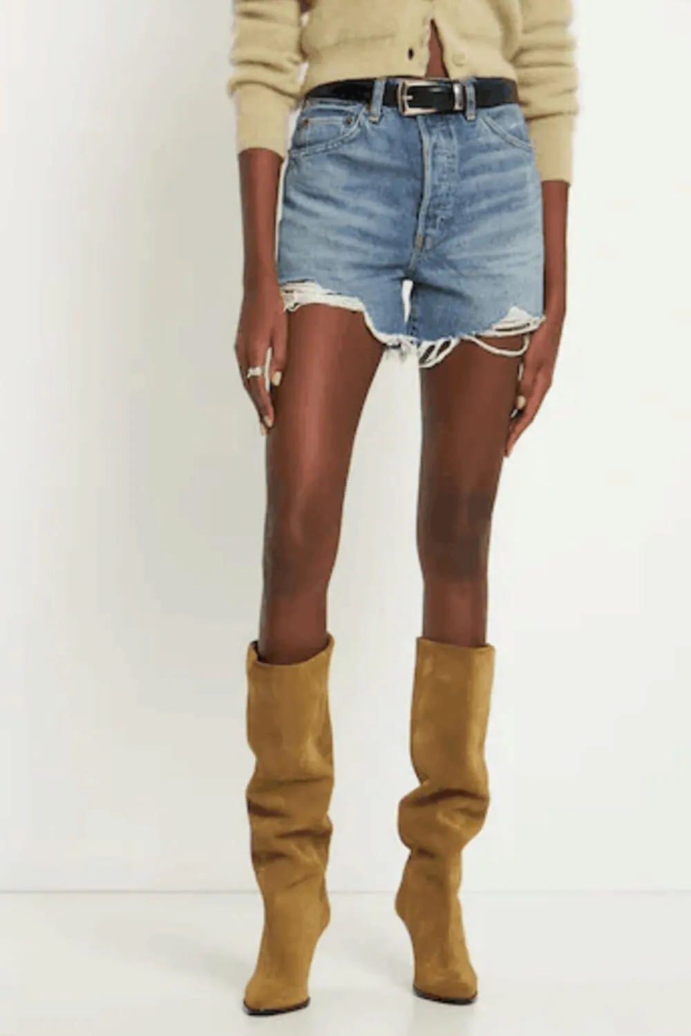 Pointed-Toe Faux Suede Cone Heel Knee High Boots sold by Floralkini product image thumbnail 3
