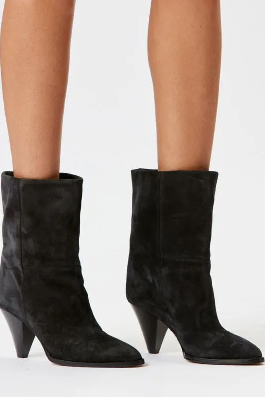 Pointed-Toe Faux Suede Conical Heel Ankle Boots sold by Floralkini