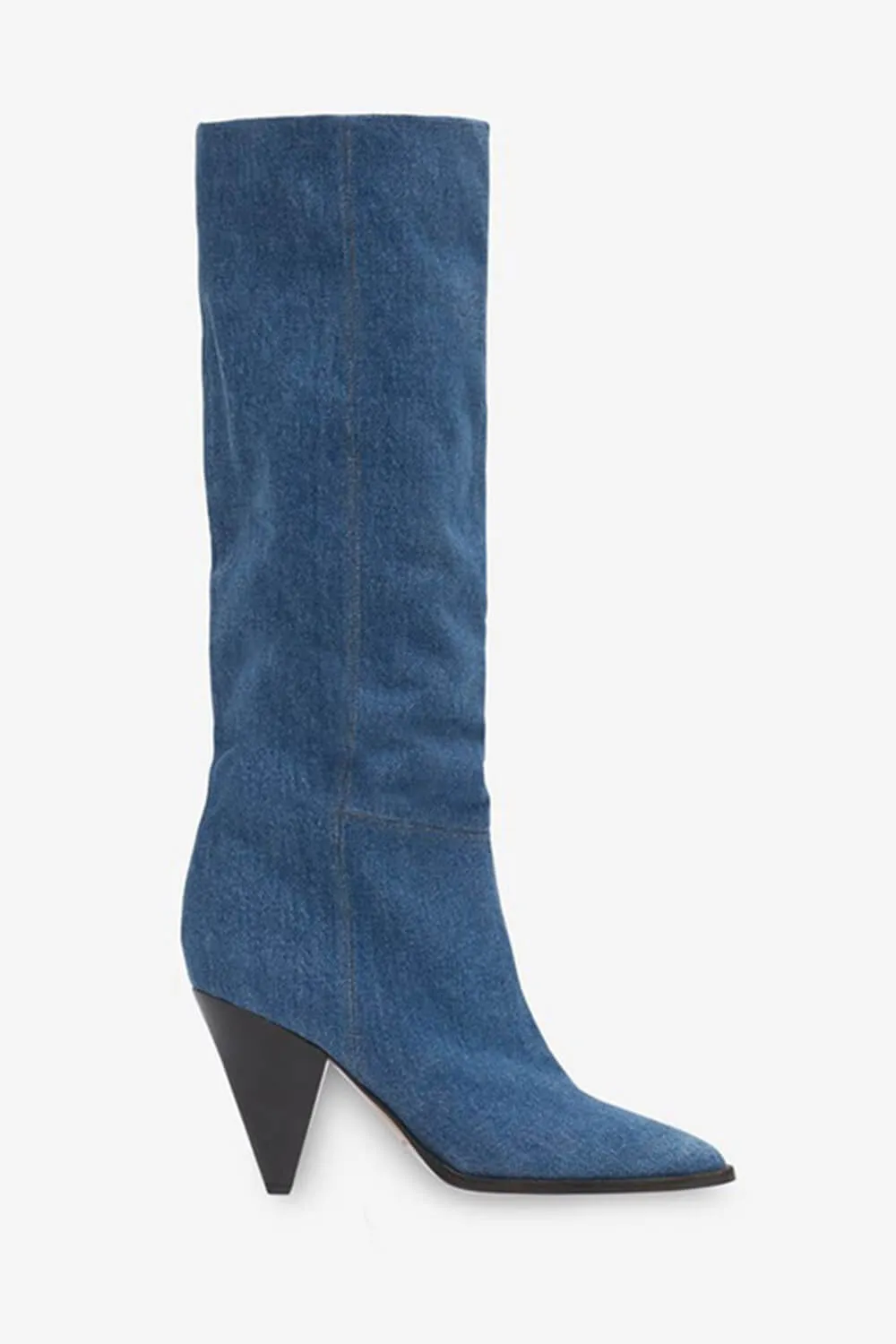 Denim Pointed-Toe Cone Heel Knee High Boots sold by Floralkini product image thumbnail 2
