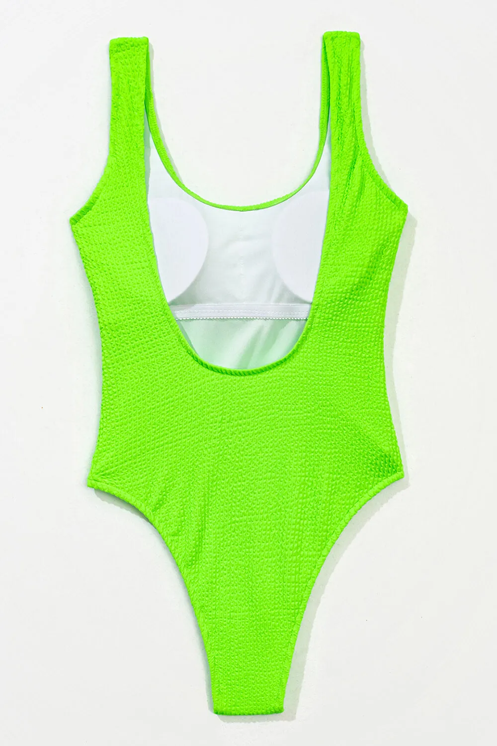 Neon Green Crinkle High Leg One Piece Swimsuit sold by Floralkini product image thumbnail 4
