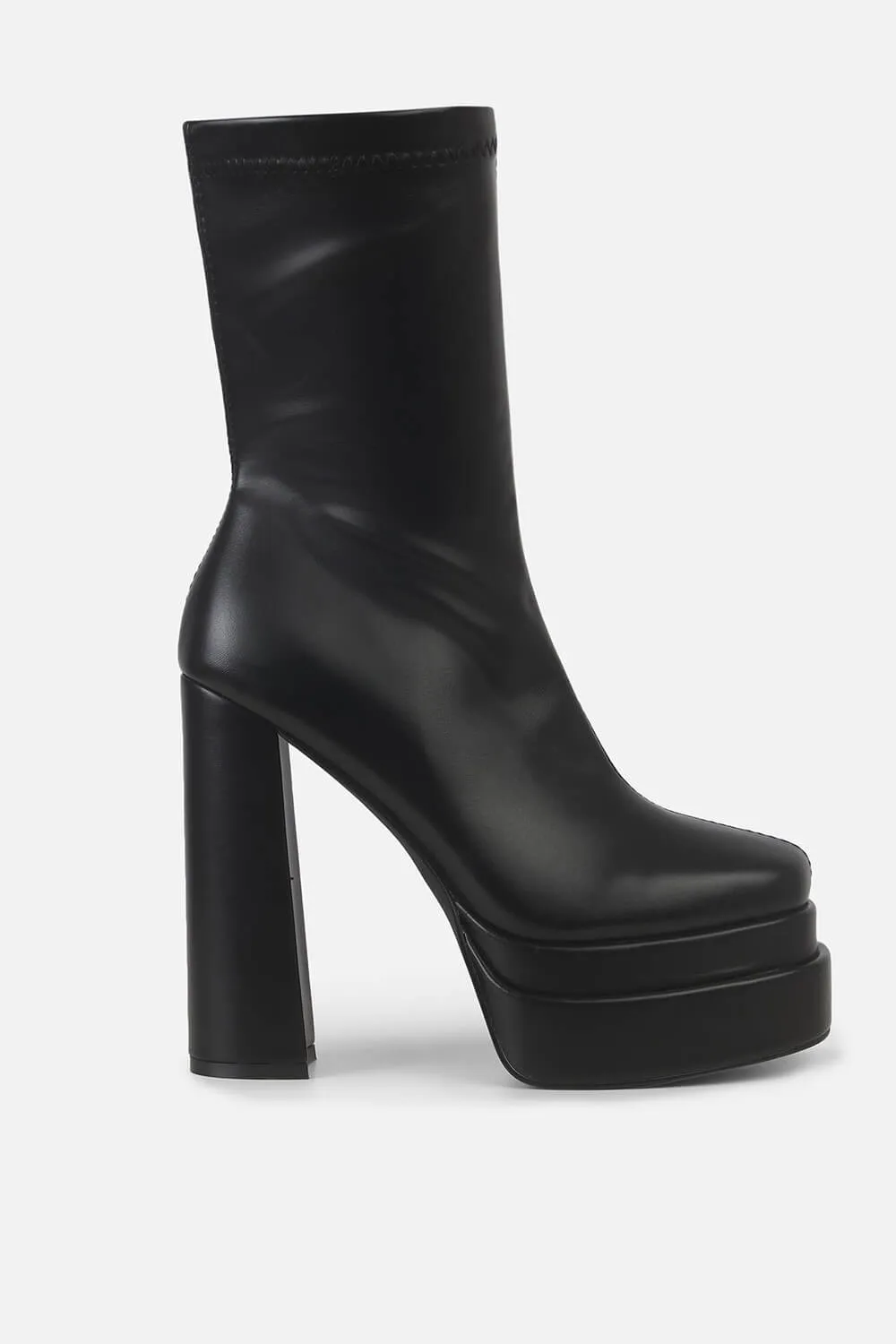 Double Platform Block Heel Ankle Boots - Black sold by Floralkini product image thumbnail 3