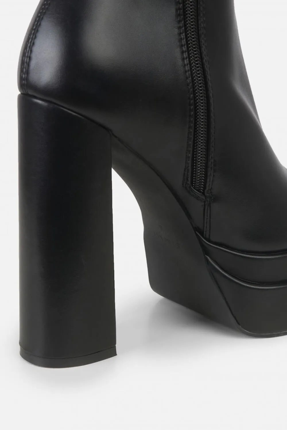 Double Platform Block Heel Ankle Boots - Black sold by Floralkini product image thumbnail 4