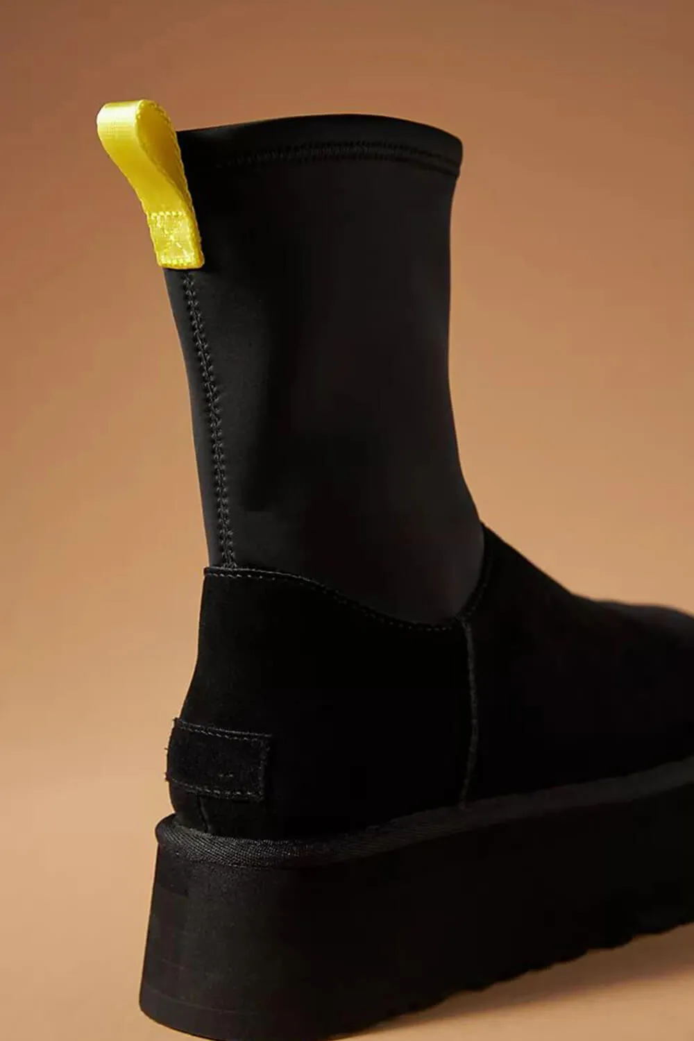 Faux Suede Stretch Zipper Flatform Ankle Boots - Black sold by Floralkini product image thumbnail 3