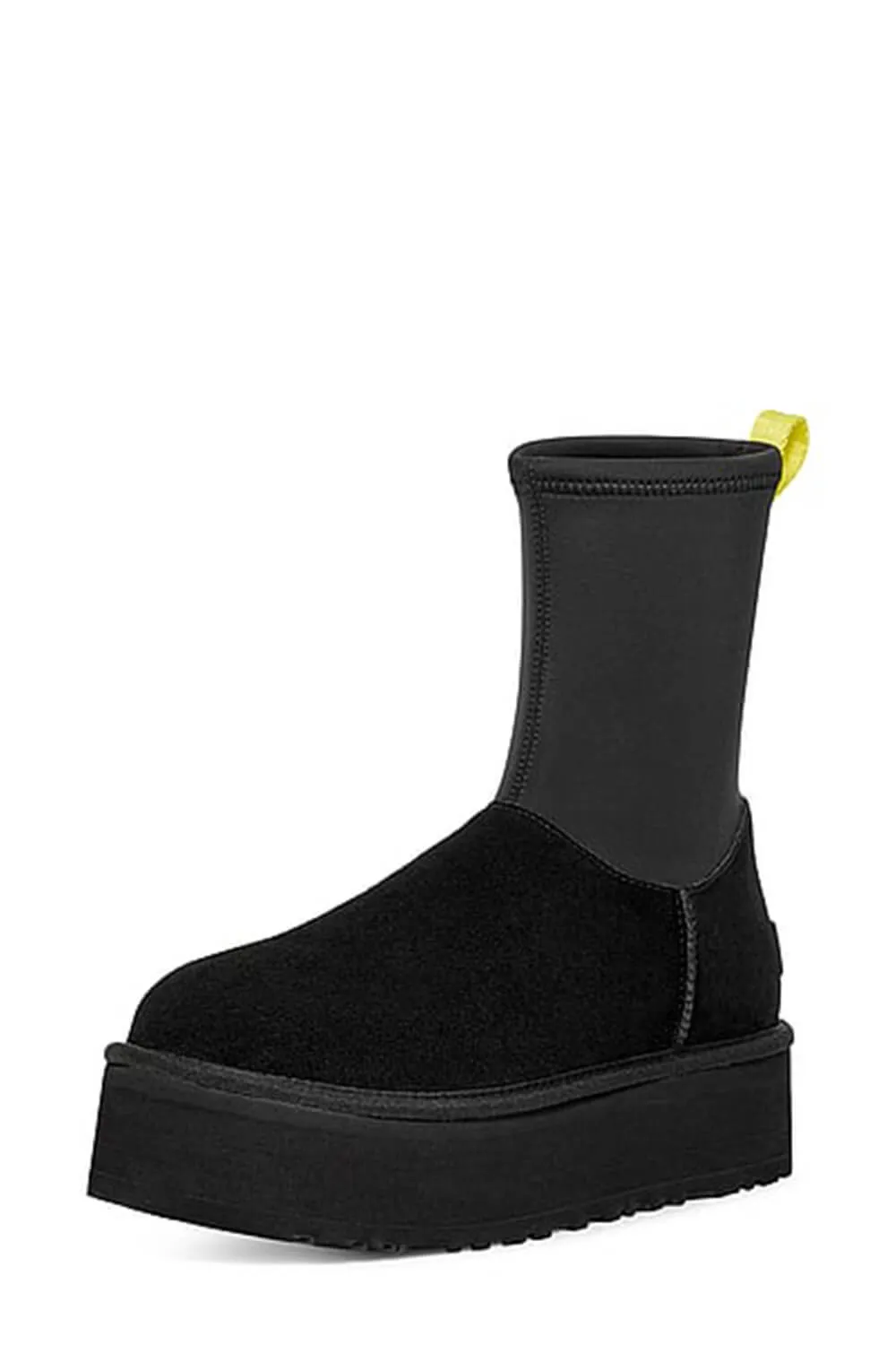 Faux Suede Stretch Zipper Flatform Ankle Boots - Black sold by Floralkini