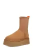 Faux  Suede Stretch Zipper Flatform Ankle Boots - Chestnut sold by Floralkini