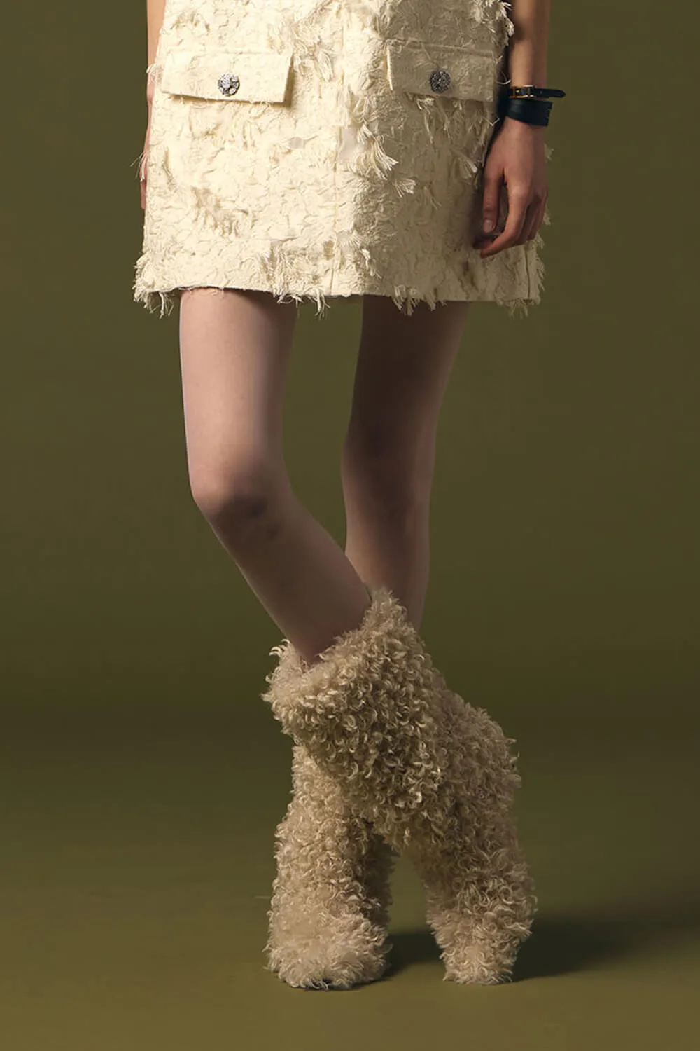 Faux Fur Mid-Calf Block Heel Boots sold by Floralkini product image thumbnail 4