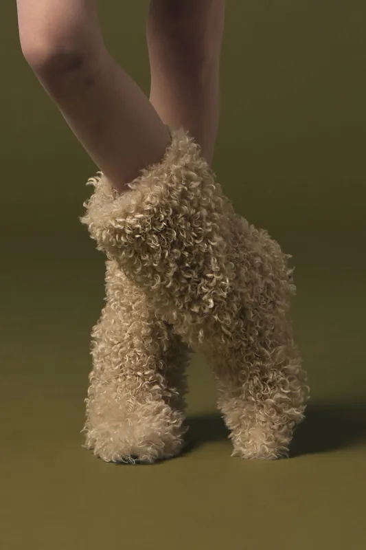 Faux Fur Mid-Calf Block Heel Boots sold by Floralkini