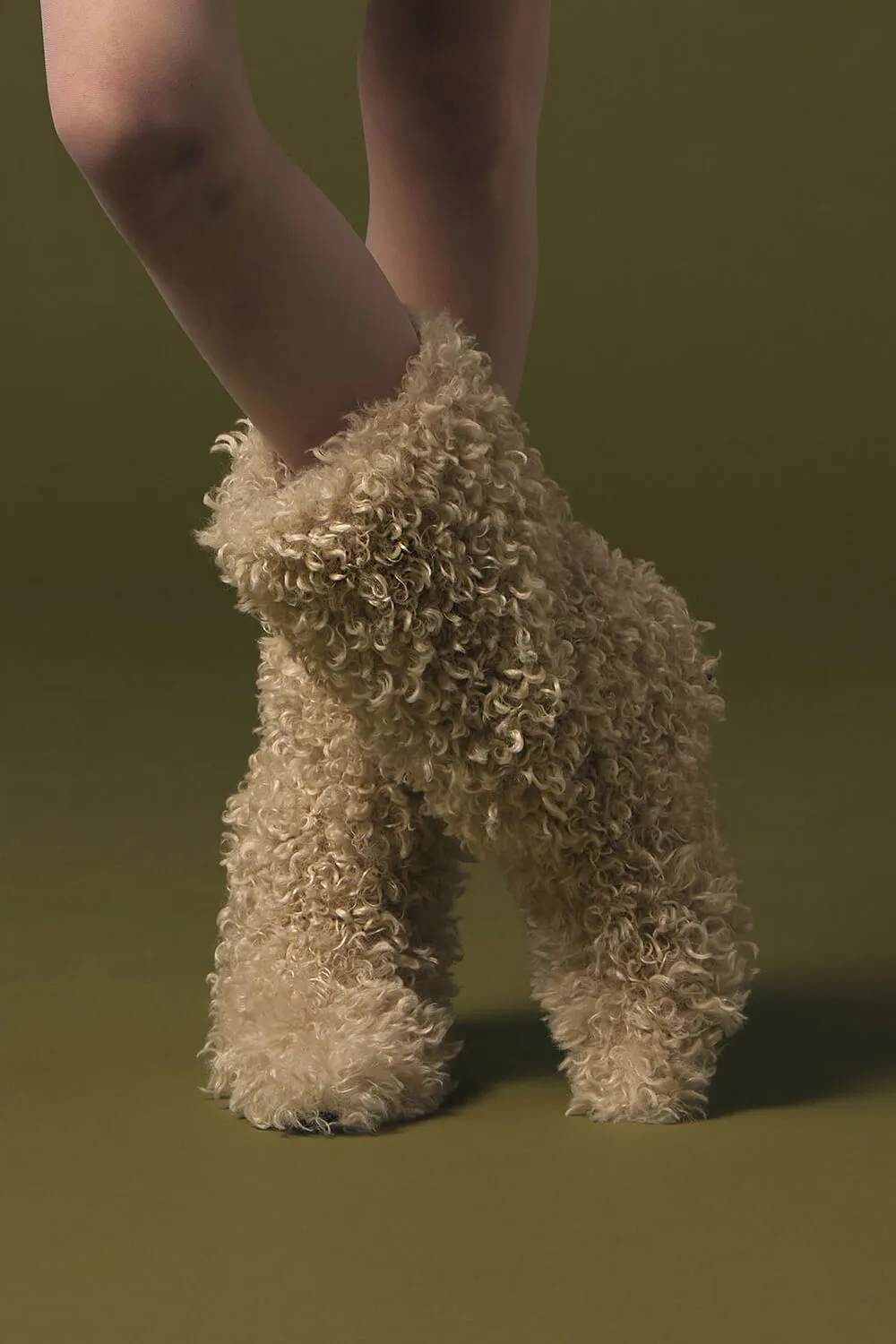 Faux Fur Mid-Calf Block Heel Boots sold by Floralkini