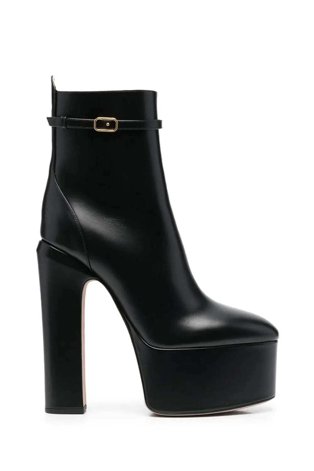 Buckle Detail Faux Leather Platform Block Heeled Ankle Booties sold by Floralkini