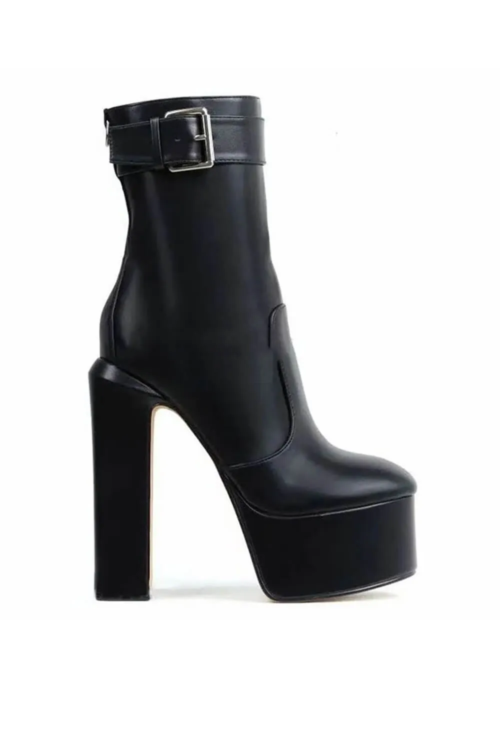 Buckle Detail Platform High Block Heel Mid Calf Boots sold by Floralkini product image thumbnail 3
