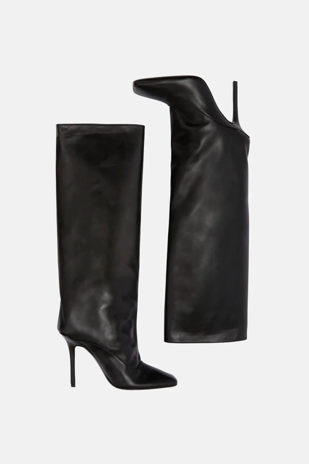Faux Leather Square Toe Knee-High Stiletto Heeled Boots sold by Floralkini product image thumbnail 4