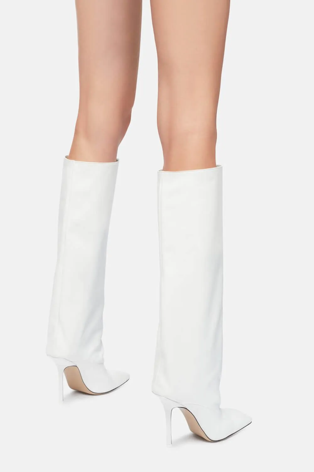 Faux Leather Square Toe Knee-High Stiletto Heeled Boots sold by Floralkini product image thumbnail 2