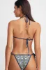 Printed Contrast Trim Triangle Halter Tie Side Bikini Set sold by Floralkini