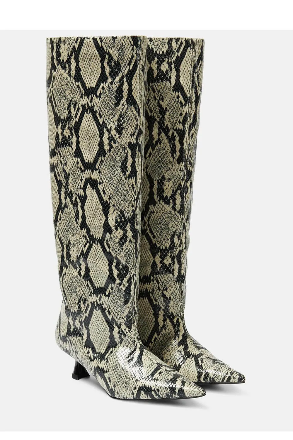 Python Faux Leather Pointed Toe Wide Calf Knee-High Boots sold by Floralkini product image thumbnail 4
