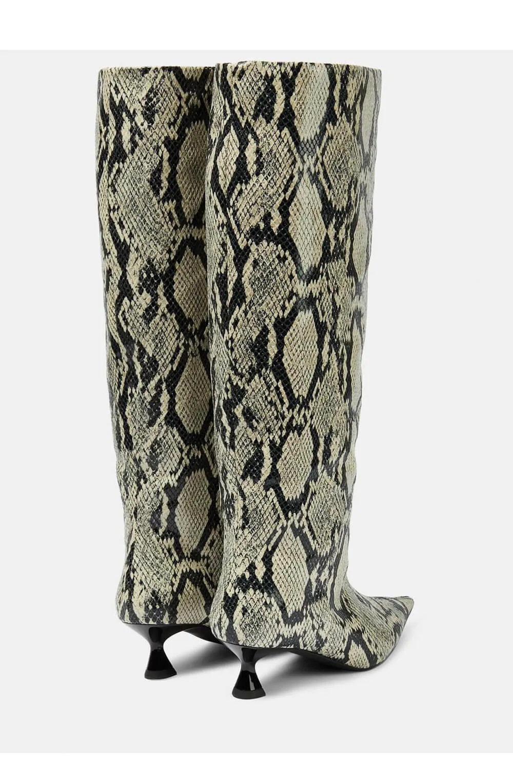 Python Faux Leather Pointed Toe Wide Calf Knee-High Boots sold by Floralkini product image thumbnail 3