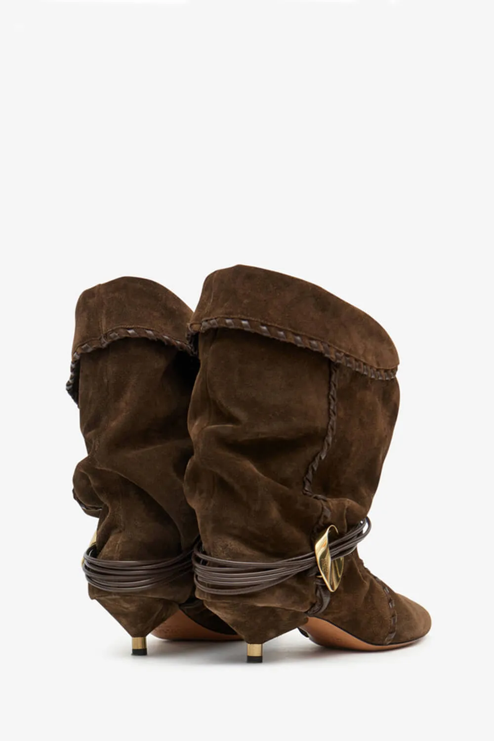 Draped Faux Suede Pointed Ankle Boots With Silver-Tone Hardware sold by Floralkini product image thumbnail 5