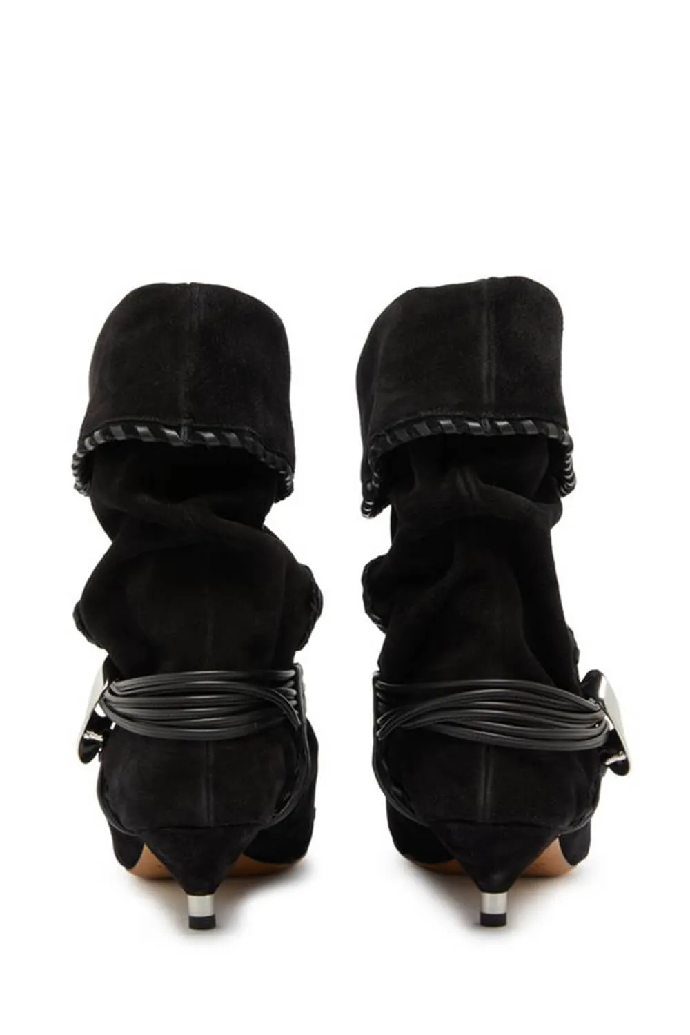 Draped Faux Suede Pointed Ankle Boots With Silver-Tone Hardware sold by Floralkini product image thumbnail 3