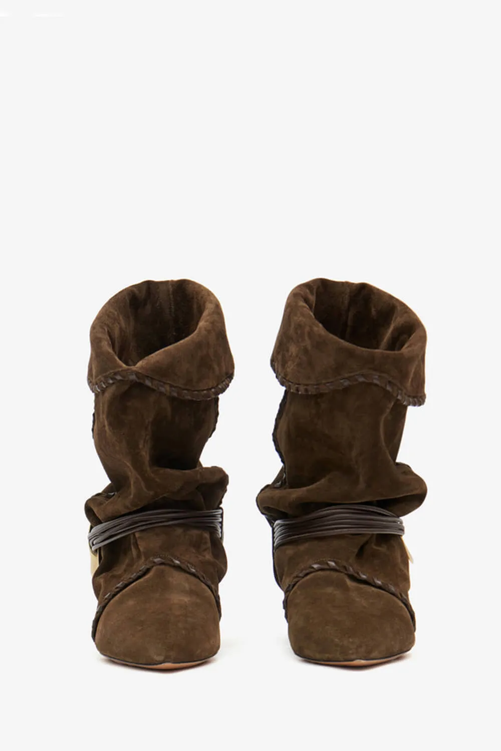 Draped Faux Suede Pointed Ankle Boots With Silver-Tone Hardware sold by Floralkini product image thumbnail 4