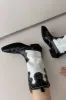 Black And White Embroidered Western Cowboy Pointed-Toe Mid-Calf Boots sold by Floralkini