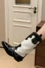 Black And White Embroidered Western Cowboy Pointed-Toe Mid-Calf Boots sold by Floralkini