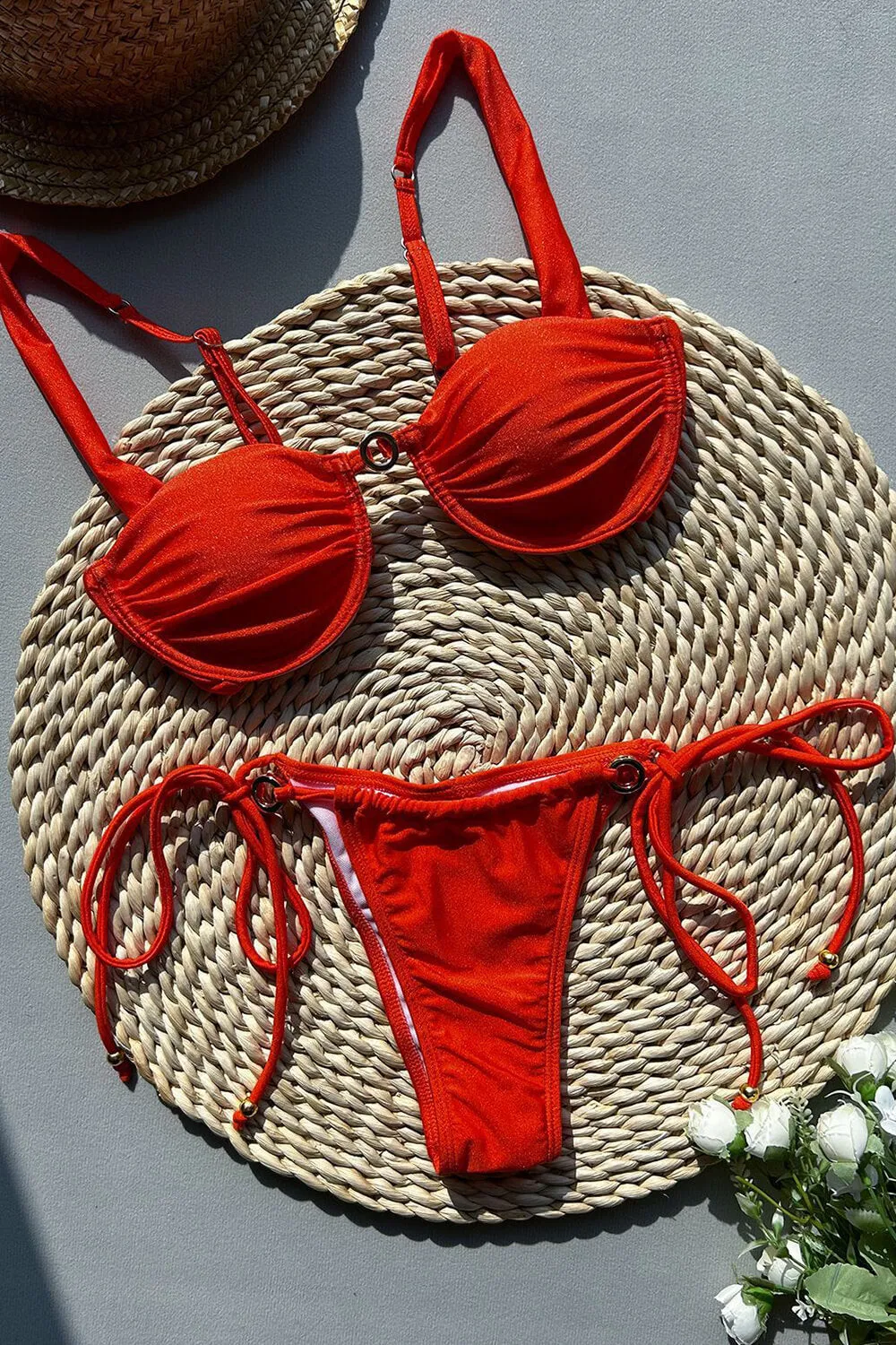 Underwire Tie Side Bikini Set With Ring Details sold by Floralkini product image thumbnail 3