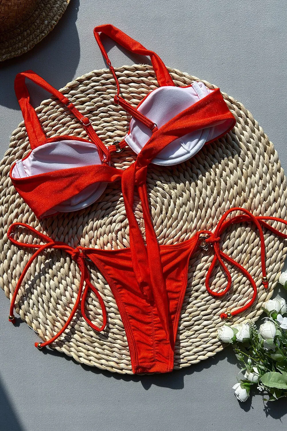 Underwire Tie Side Bikini Set With Ring Details sold by Floralkini product image thumbnail 4