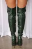 Croc Pointed Toe Thigh High Stiletto Boots sold by Floralkini