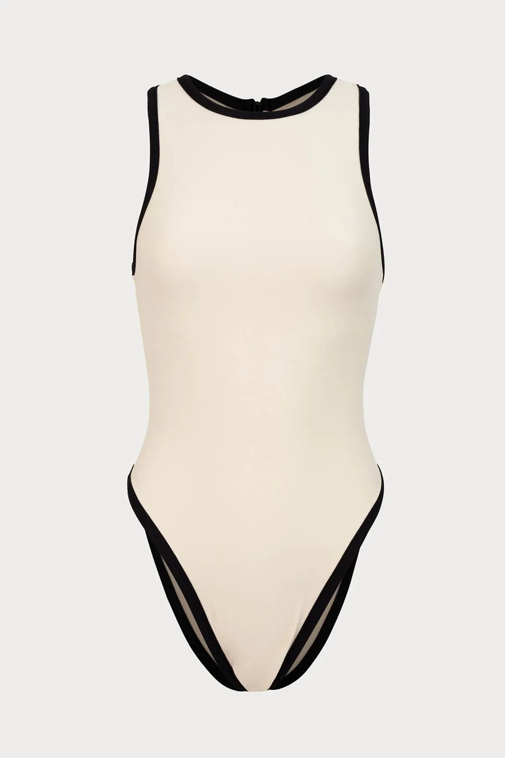Contrast Trim High Neck Tank One Piece Swimsuit sold by Floralkini product image thumbnail 2