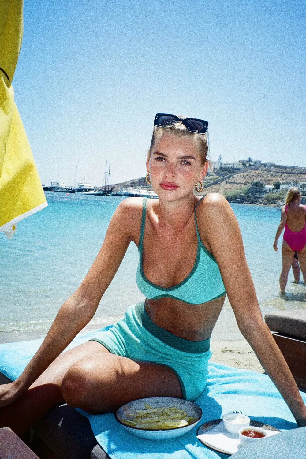 Contrast Trim Knit Bralette Bikini Top And High Waisted Shorts sold by Floralkini product image thumbnail 3