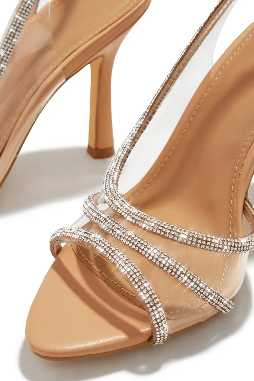 Embellished Diamante Strap Slingback High Heels - Nude sold by Floralkini product image thumbnail 3