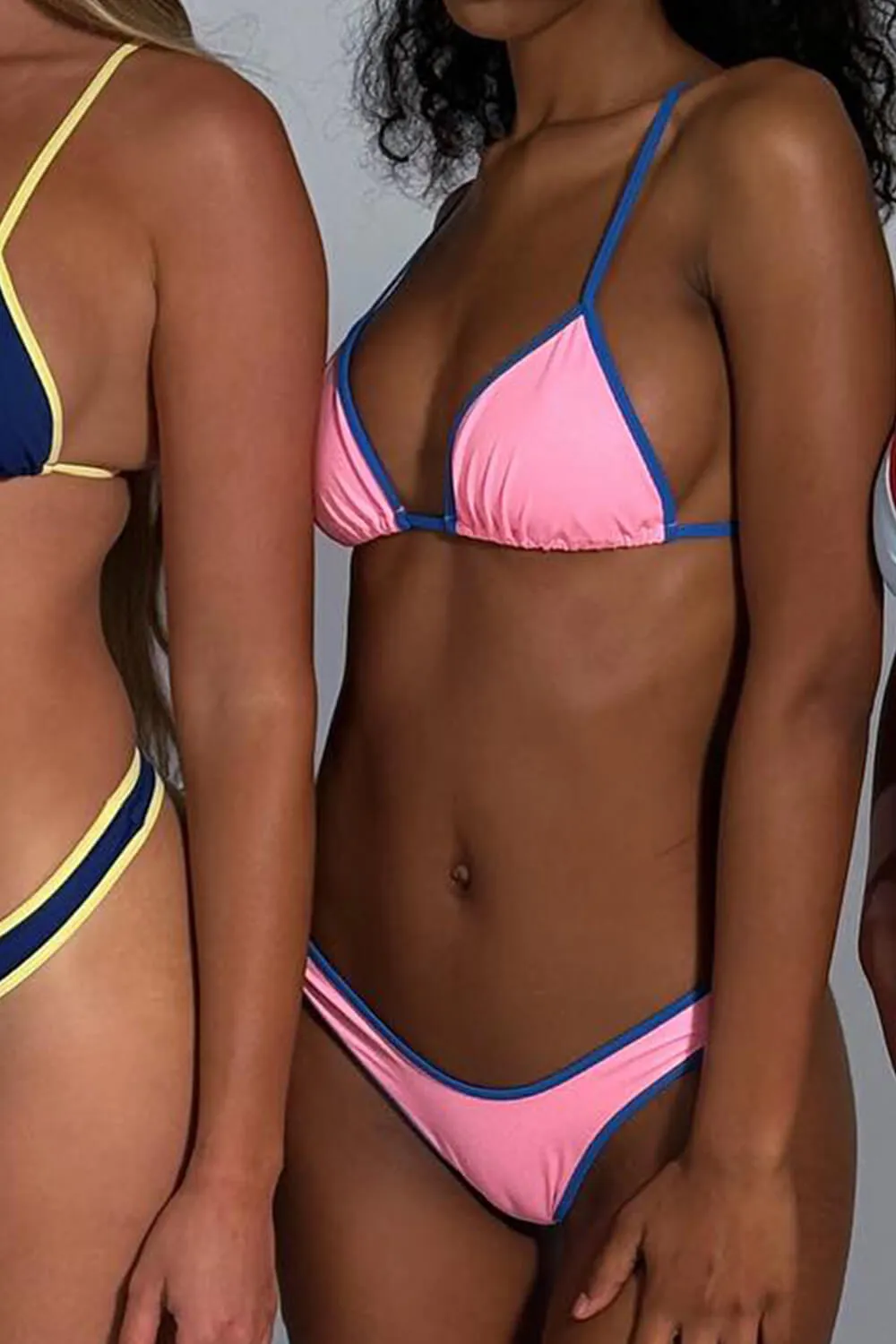 Contrast Trim Triangle Bralette High Cut Bikini Set sold by Floralkini product image thumbnail 5