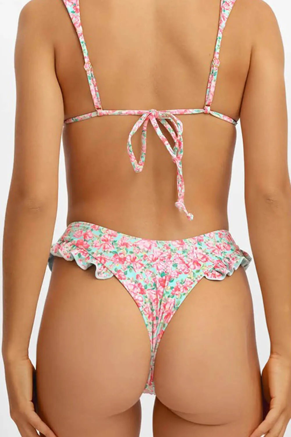 Floral Print Ruffle Scrunched Bandeau Bikini Set sold by Floralkini product image thumbnail 2
