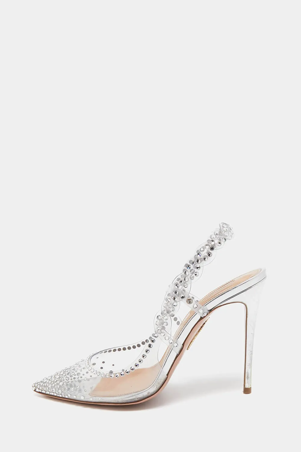 Transparent Crystal Embellished Pvc Slingback Pumps sold by Floralkini product image thumbnail 2