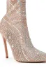 Crystal-Embellished Mesh Mid-Calf Pointed Toe Stiletto Heel Bootie sold by Floralkini