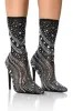Crystal-Embellished Mesh Mid-Calf Pointed Toe Stiletto Heel Bootie sold by Floralkini