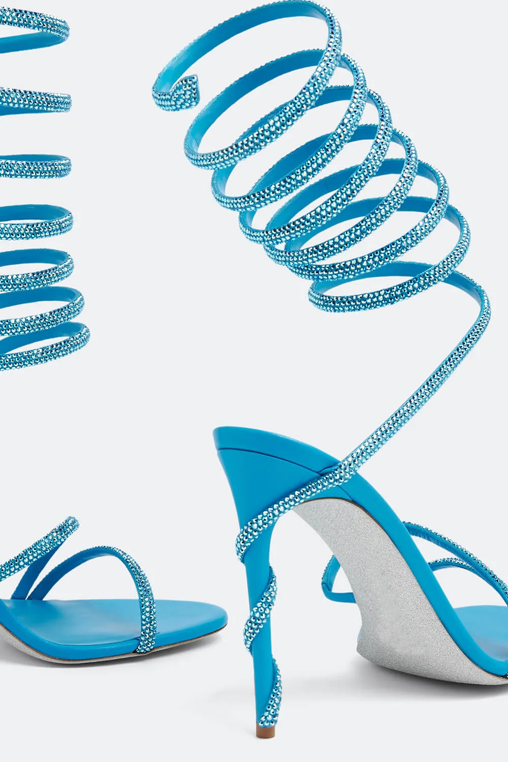 Faux Suede Crystal Embellished Ankle Wrap Open Toe High Heel Sandals sold by Floralkini product image thumbnail 4