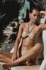 Bandeau High Rise Bikini Set With Gold Shell Hardware Detail - Champagne sold by Floralkini