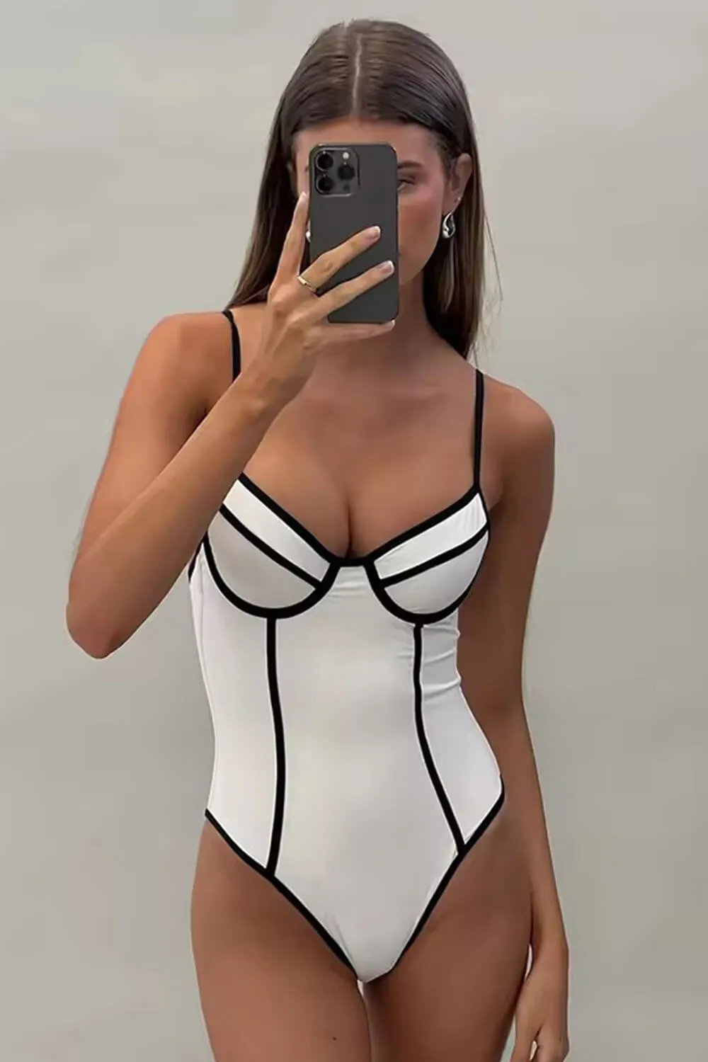 Two Tone Sweetheart Underwire One-Piece Swimsuit sold by Floralkini product image thumbnail 5