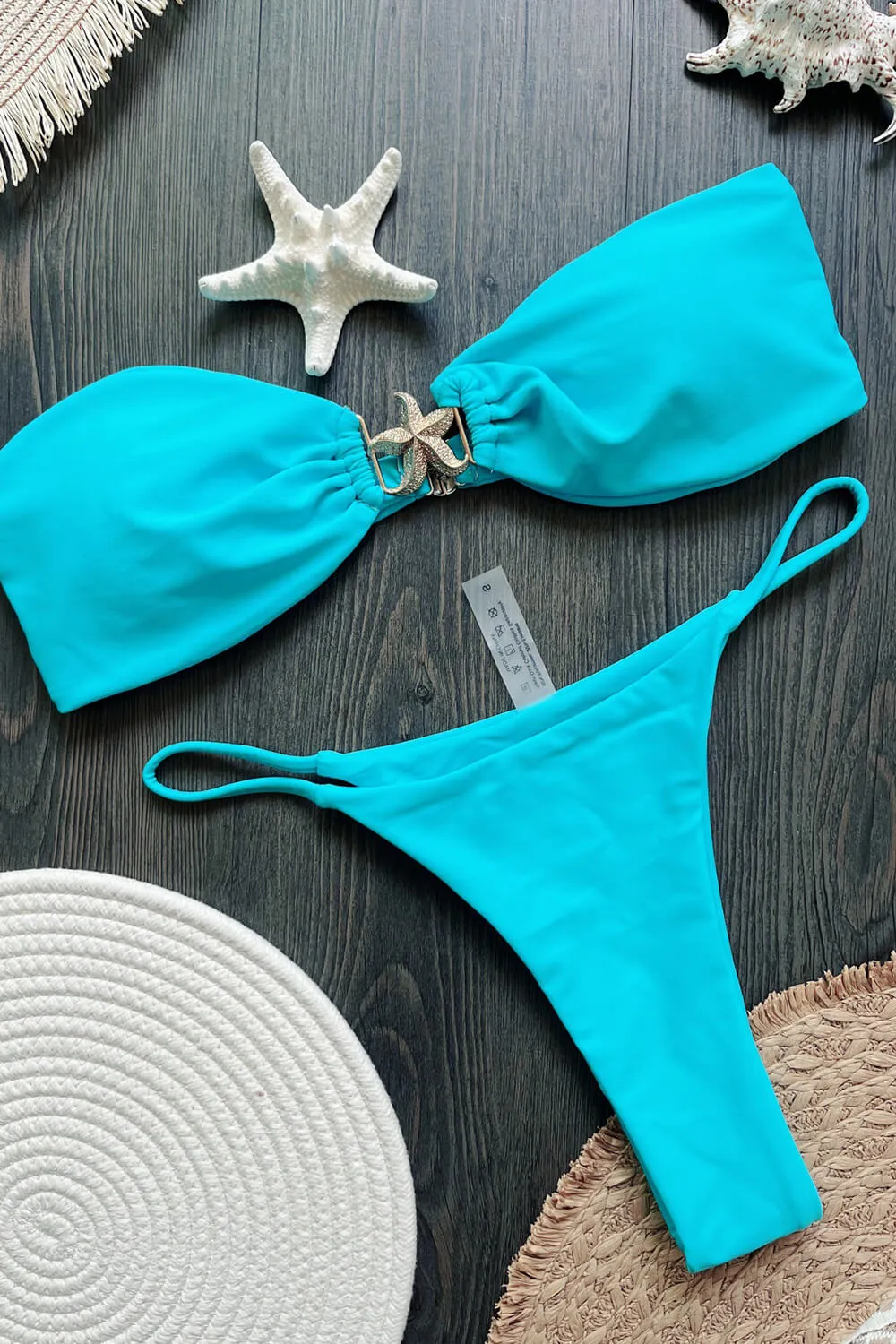 Gold Starfish Detail Bandeau High-Cut Bikini Set sold by Floralkini product image thumbnail 3