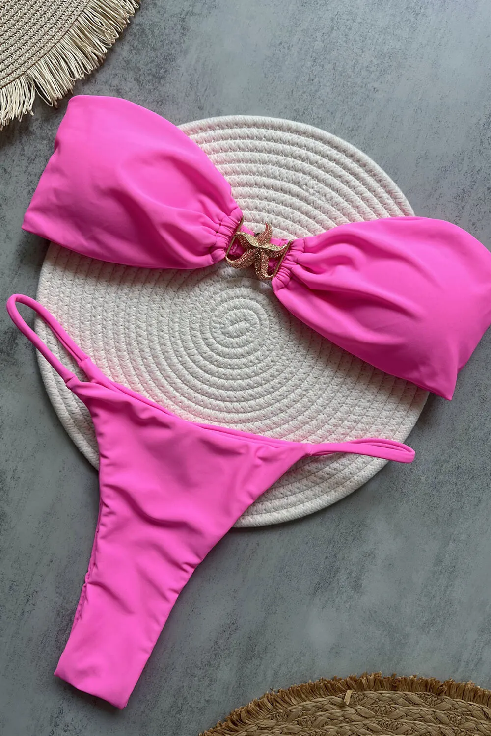 Gold Starfish Detail Bandeau High-Cut Bikini Set sold by Floralkini product image thumbnail 4