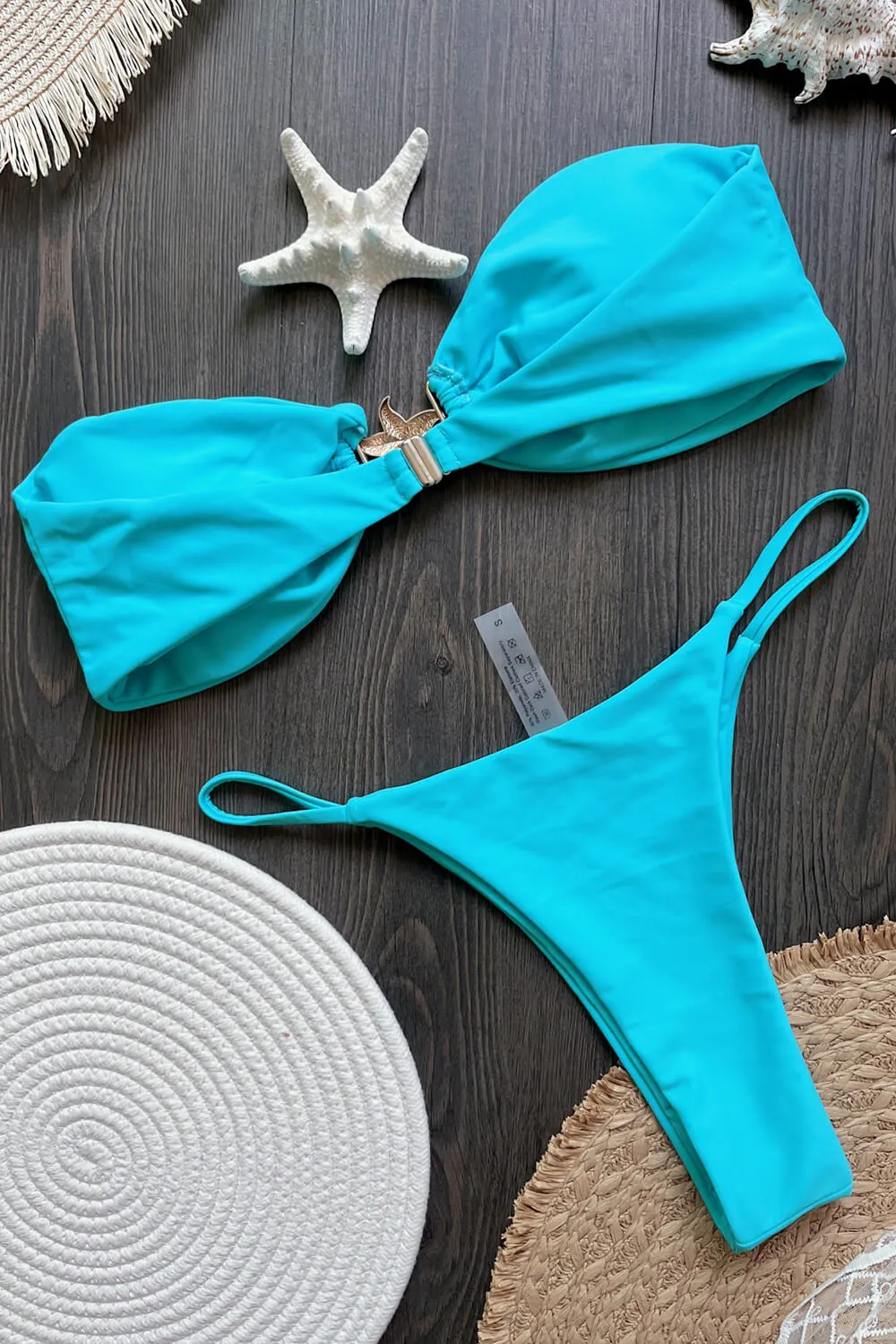 Gold Starfish Detail Bandeau High-Cut Bikini Set sold by Floralkini product image thumbnail 5