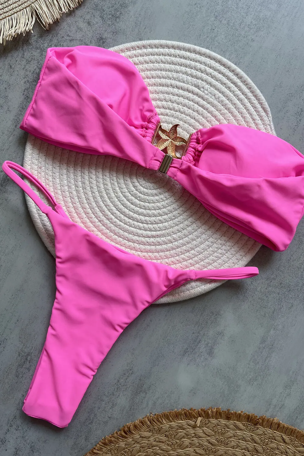 Gold Starfish Detail Bandeau High-Cut Bikini Set sold by Floralkini product image thumbnail 2
