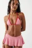 Triangle Gingham Halter Bikini Set With Ruffled Mini Skirt sold by Floralkini